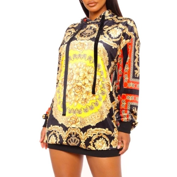 “FASHION NOVA” Edge of Town Velour Hoodie Dress - Picture 1 of 16